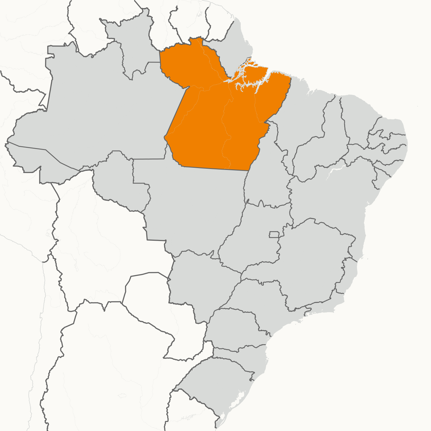 Mapa do Brasil com o estado do Pará destacado
